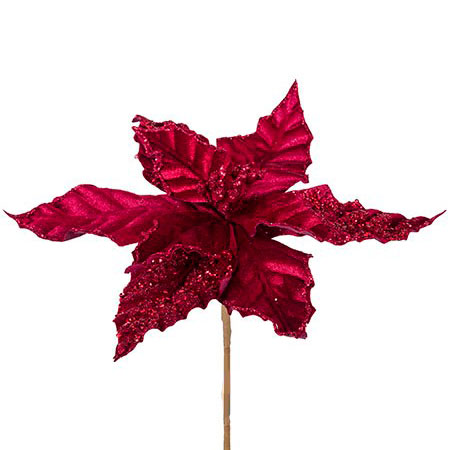 Sequined Poinsettia Burgundy - Christmas - gorgeous artificial burgundy poinsettia